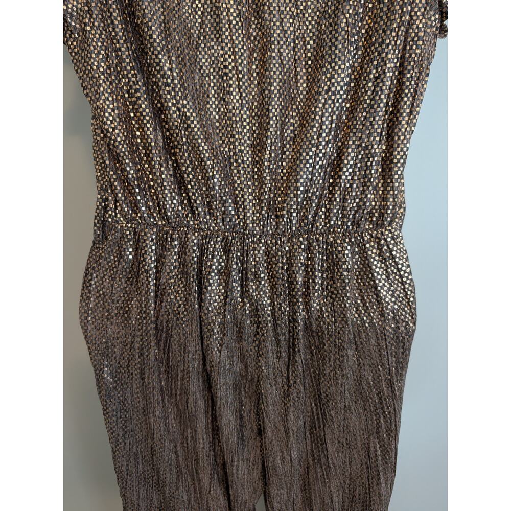 Sabina Musayev Gold Metallic Jumpsuit Size Xs No Belt - Picture 8 of 11